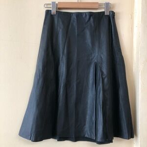 CLUB MONACO Leather Flare Black Knee Length Circle Skater Skirt